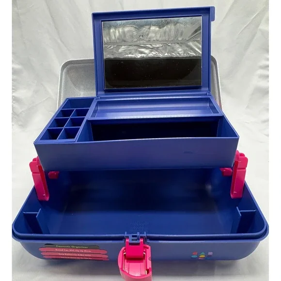 Vintage Caboodles Make Up Storage‎ Organizer Hard Case Mirror 2622 Gray Purple - Picture 7 of 12